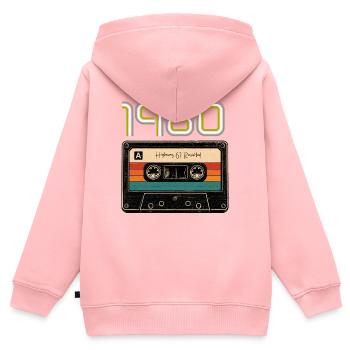 Road trip néon des années 1980 sur cassette - Sweat Premium à capuche zippé enfant bio - rose - Dos - AI Model Kid Female (0cm)