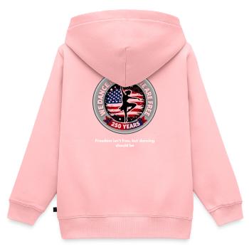 La danse de la liberté 250 ans - Sweat Premium à capuche zippé enfant bio - rose - Dos - AI Model Kid Female (0cm)
