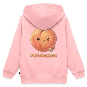 Plattdüütsch Edition: Plüschappel - Kinder Premium Organic Zip Hoodie - Rosa - Hinten - AI Model Kid Female (0cm)