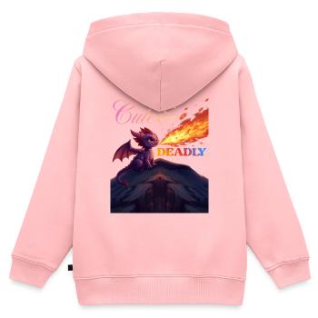 Dragon mignon et mortel - Sweat Premium à capuche zippé enfant bio - rose - Dos - AI Model Kid Female (0cm)