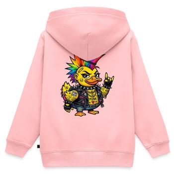Punk-Gummiente mit Regenbogen Irokesenschnitt - Kinder Premium Organic Zip Hoodie - Rosa - Hinten - AI Model Kid Female (0cm)