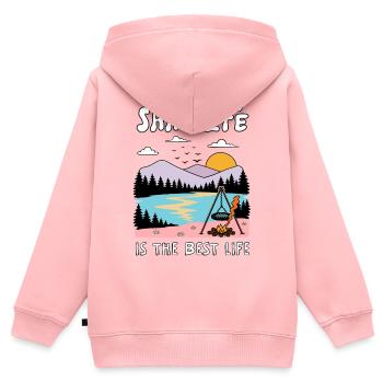 Sarre - La vie en Sarre est la meilleure vie - Sweat Premium à capuche zippé enfant bio - rose - Dos - AI Model Kid Female (0cm)