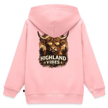 Highland Vibes in Sepia - Kinder Premium Organic Zip Hoodie - Rosa - Hinten - AI Model Kid Female (0cm)