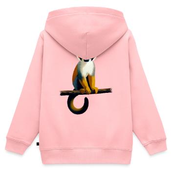 Totenkopfäffchen - Kinder Premium Organic Zip Hoodie - Rosa - Hinten - AI Model Kid Female (0cm)