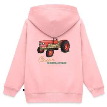 Klassischer Traktor: Nur Zahnräder - Kinder Premium Organic Zip Hoodie - Rosa - Hinten - AI Model Kid Female (0cm)