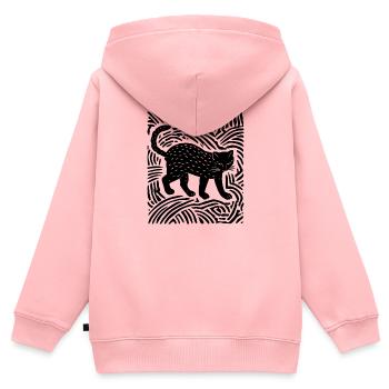 Psychedelische Schwarze Katze - Kinder Premium Organic Zip Hoodie - Rosa - Hinten - AI Model Kid Female (0cm)