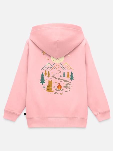 Wanderkatze – Outdoor-Abenteuer - Kinder Premium Organic Zip Hoodie - Rosa