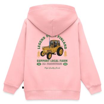 Finnischer Bauernhof-Legendentraktor - Kinder Premium Organic Zip Hoodie - Rosa - Hinten - AI Model Kid Female (0cm)