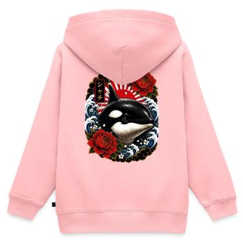 Orca im japanischen Irezumi Tattoo Stil - Kinder Premium Organic Zip Hoodie - Rosa - Hinten - AI Model Kid Female (0cm)