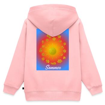 Sommer Sonne Glitzerblumen Muster - Kinder Premium Organic Zip Hoodie - Rosa - Hinten - AI Model Kid Female (0cm)