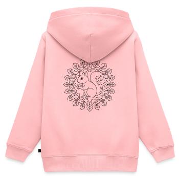 Eichhoernchen Haselnuss Mandala zum ausmalen - Kinder Premium Organic Zip Hoodie - Rosa - Hinten - AI Model Kid Female (0cm)