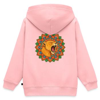 Loewin die bruellt im Mandala - Kinder Premium Organic Zip Hoodie - Rosa - Hinten - AI Model Kid Female (0cm)