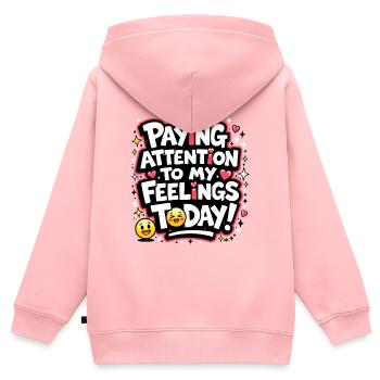 Pass heute auf meine Gefühle auf - Kinder Premium Organic Zip Hoodie - Rosa - Hinten - AI Model Kid Female (0cm)