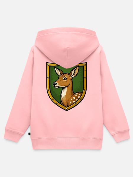 Hirsch im Schild Heraldik - Kinder Premium Organic Zip Hoodie - Rosa