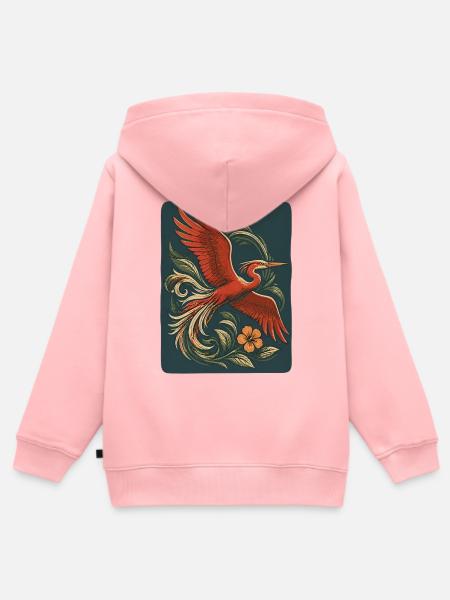 Roter Phoenix im Tattoo-Stiel  - Kinder Premium Organic Zip Hoodie - Rosa