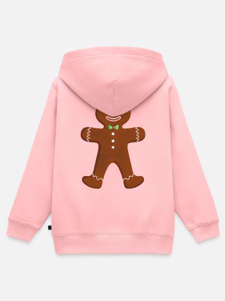 Lebkuchenmann - Klassisch mit Fliege - Kinder Premium Organic Zip Hoodie - Rosa