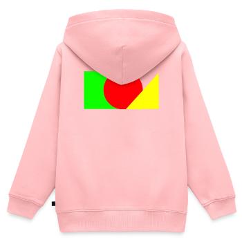 Roter Kreis trifft Grün-Gelb - Kinder Premium Organic Zip Hoodie - Rosa - Hinten - AI Model Kid Female (0cm)