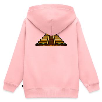 Maya-Pyramide Abendlicht - Kinder Premium Organic Zip Hoodie - Rosa - Hinten - AI Model Kid Female (0cm)