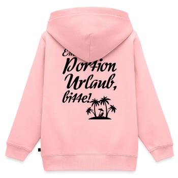 Portion Urlaub - Urlauber, Ferien, Geschenk Spruch - Kinder Premium Organic Zip Hoodie - Rosa - Hinten - AI Model Kid Female (0cm)
