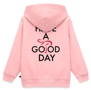 Radsport - Kinder Premium Organic Zip Hoodie - Rosa - Hinten - AI Model Kid Female (0cm)