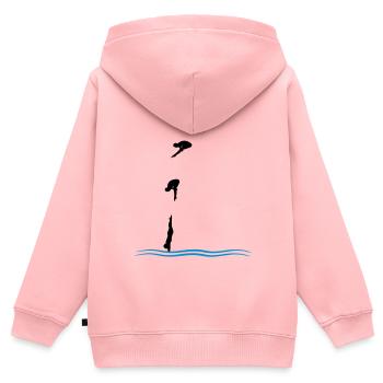 Turmspringen - Kinder Premium Organic Zip Hoodie - Rosa - Hinten - AI Model Kid Female (0cm)