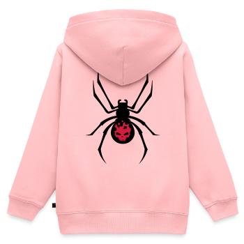 Schwarze Spinne mit Skull Muster - Kinder Premium Organic Zip Hoodie - Rosa - Hinten - AI Model Kid Female (0cm)