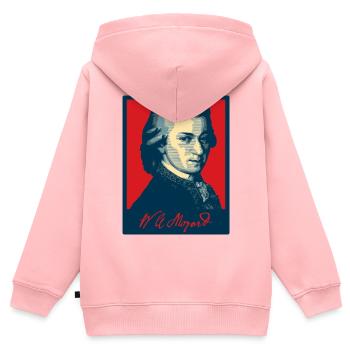 Wolfgang Amadeus Mozart - Kinder Premium Organic Zip Hoodie - Rosa - Hinten - AI Model Kid Female (0cm)