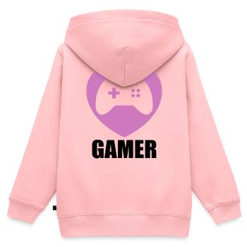 Joueur - Sweat Premium à capuche zippé enfant bio - rose - Dos - AI Model Kid Female (0cm)