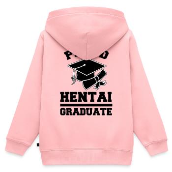Déclaration Kanji Nerdy Manga Anime Japon Baka - Sweat Premium à capuche zippé enfant bio - rose - Dos - AI Model Kid Female (0cm)