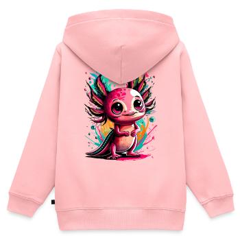 Axolotl Farbenfroh - Axolotl Amphibie - Lurch Bunt - Kinder Premium Organic Zip Hoodie - Rosa - Hinten - AI Model Kid Female (0cm)