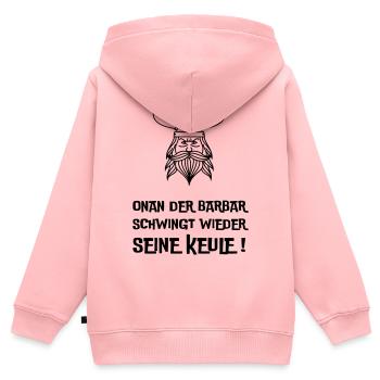 Onan der Barbar - Kinder Premium Organic Zip Hoodie - Rosa - Hinten - AI Model Kid Female (0cm)
