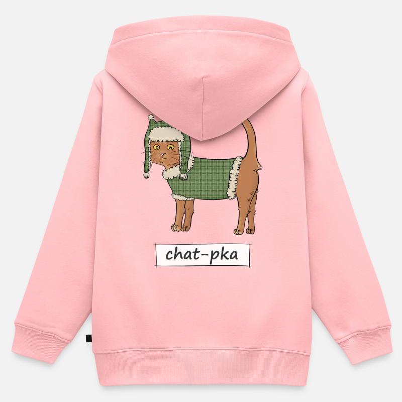 Chat-pka - Sweat Premium à capuche zippé enfant bio - rose