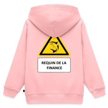Requin de la finance - Sweat Premium à capuche zippé enfant bio - rose - Dos - AI Model Kid Female (0cm)