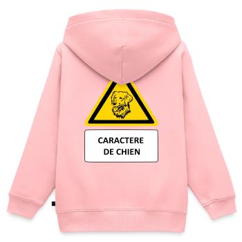 Caractère de chien - Sweat Premium à capuche zippé enfant bio - rose - Dos - AI Model Kid Female (0cm)