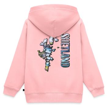 Aquarell Landkarte Shetland - Kinder Premium Organic Zip Hoodie - Rosa - Hinten - AI Model Kid Female (0cm)
