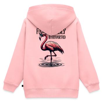 Fashionably Introverted – Flamingo mit Sonnenbrill - Kinder Premium Organic Zip Hoodie - Rosa - Hinten - AI Model Kid Female (0cm)