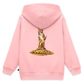 Statue de la torche dorée de la Liberté - Sweat Premium à capuche zippé enfant bio - rose - Dos - AI Model Kid Female (0cm)