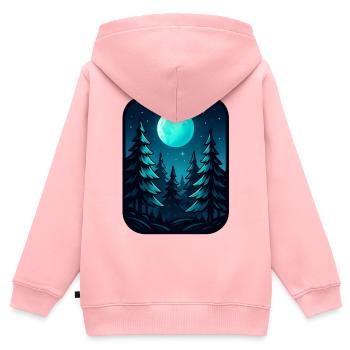Pins au clair de lune - Sweat Premium à capuche zippé enfant bio - rose - Dos - AI Model Kid Female (0cm)