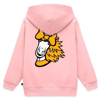 cheval fille femme mignonne jolie femme arc - Sweat Premium à capuche zippé enfant bio - rose - Dos - AI Model Kid Female (0cm)