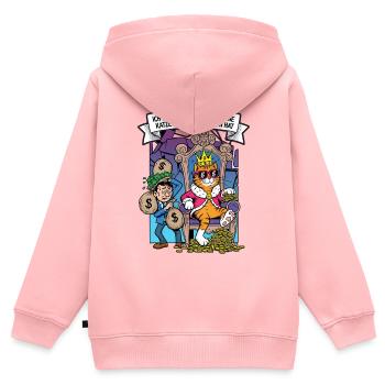 Roi des chats avec puissance et luxe - Sweat Premium à capuche zippé enfant bio - rose - Dos - AI Model Kid Female (0cm)