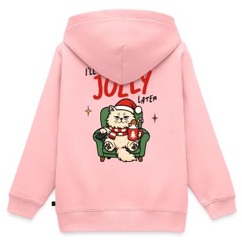 Festif Chat Douillet Illustration - Sweat Premium à capuche zippé enfant bio - rose - Dos - AI Model Kid Female (0cm)