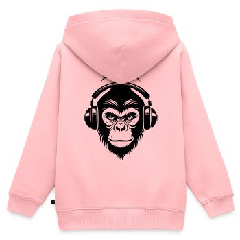 Entspannter Affe Wireless Kopfhörer Café Shirt - Kinder Premium Organic Zip Hoodie - Rosa - Hinten - AI Model Kid Female (0cm)