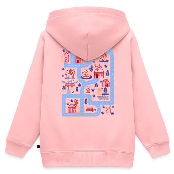 Rue vivante - Sweat Premium à capuche zippé enfant bio - rose - Dos - AI Model Kid Female (0cm)