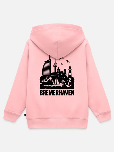 Bremerhaven Silhouette Skyline - Kinder Premium Organic Zip Hoodie - Rosa