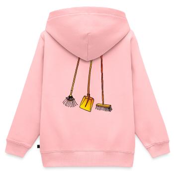 Laubrechen, Schaufel und Besen - Kinder Premium Organic Zip Hoodie - Rosa - Hinten - AI Model Kid Female (0cm)
