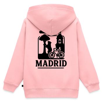Monuments de Madrid - Sweat Premium à capuche zippé enfant bio - rose - Dos - AI Model Kid Female (0cm)
