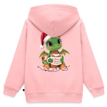 Warm Christmas Dragon - Kids Premium Organic Zip-up Hoodie - rose - Back - AI Model Kid Female (0cm)