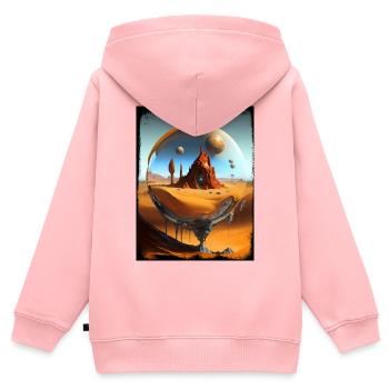 Ruines du désert orbital en verre - Sweat Premium à capuche zippé enfant bio - rose - Dos - AI Model Kid Female (0cm)