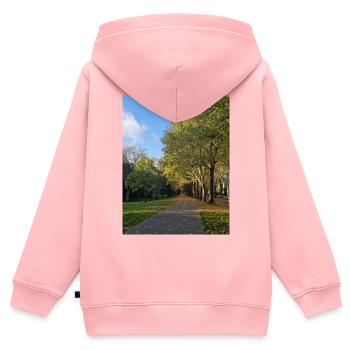 Chemin d’automne à travers Lauballee - Sweat Premium à capuche zippé enfant bio - rose - Dos - AI Model Kid Female (0cm)