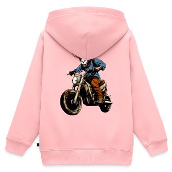 Esel Motorrad - Kinder Premium Organic Zip Hoodie - Rosa - Hinten - AI Model Kid Female (0cm)